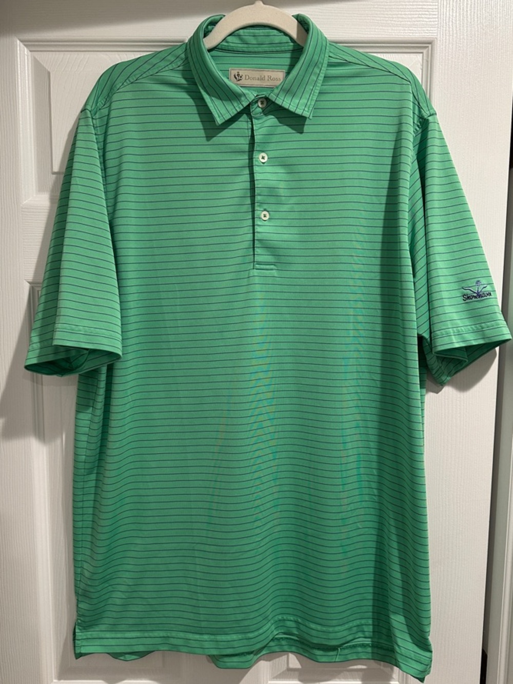 Donald Ross Men's Green Striped Performance Polo